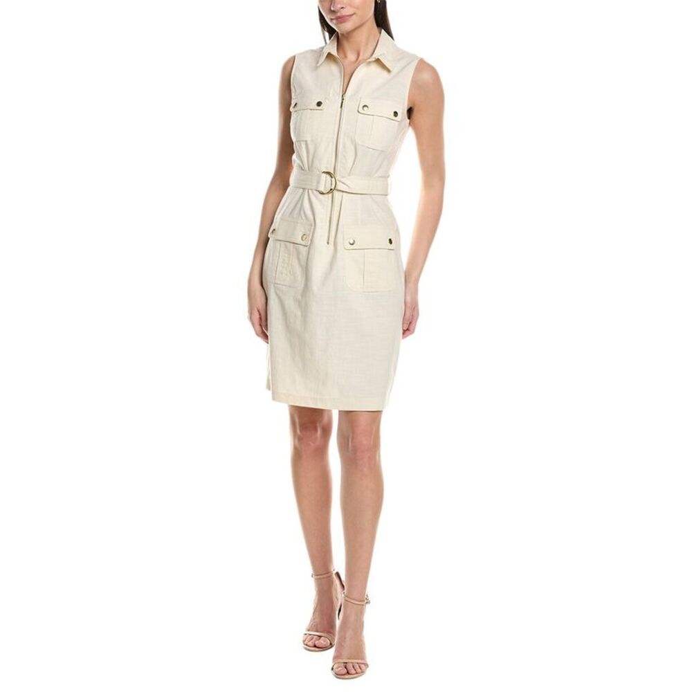 Sharagano Womens  Sleeveless Shirtdress, White